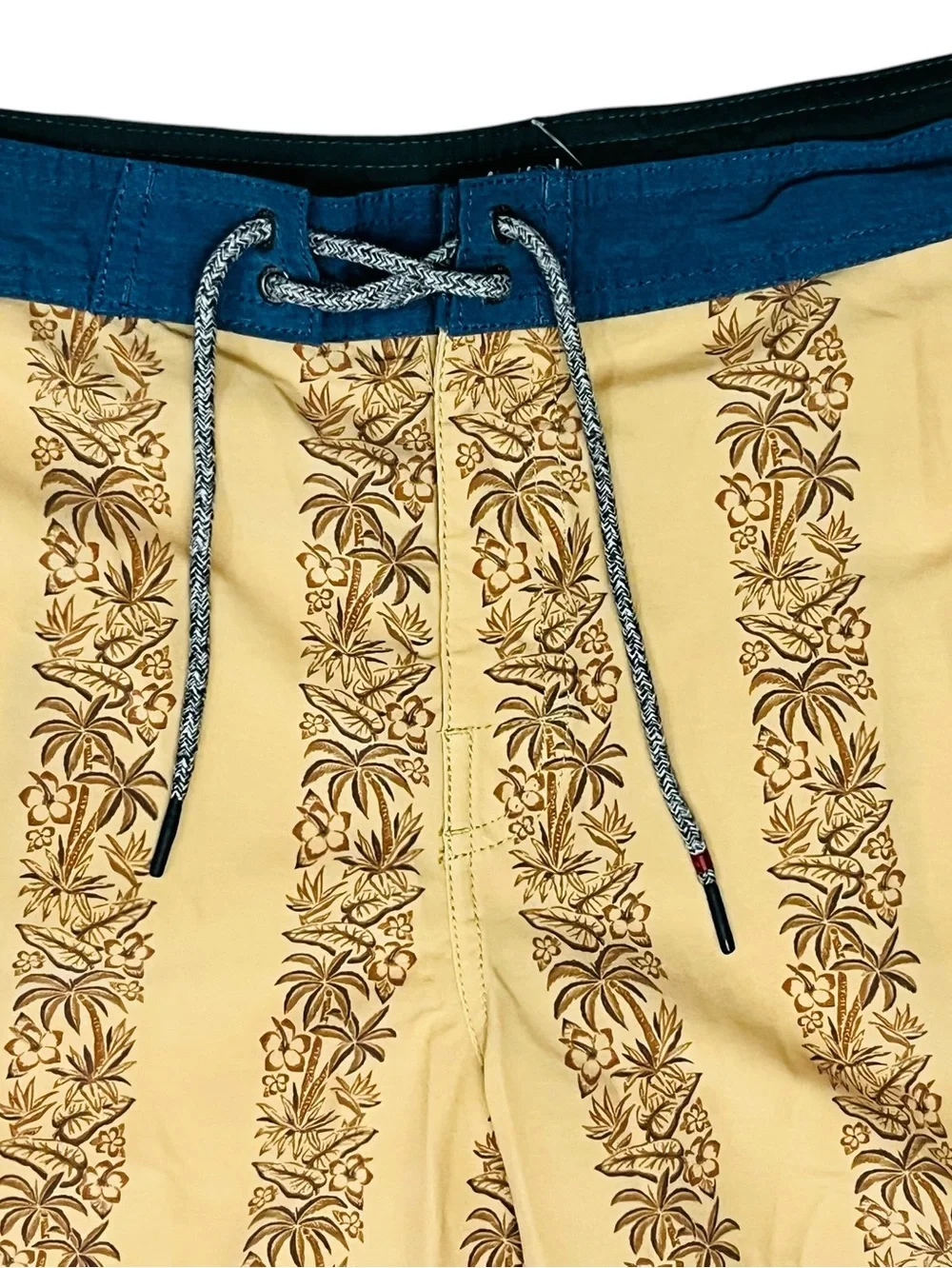 Katin Board Shorts Mens 34x9 Tan Tropical Floral Drawstring Hybrid Swim Trunks